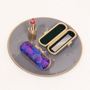 Seashell Pattern Mirrored Lipstick Case | Purple/Blue